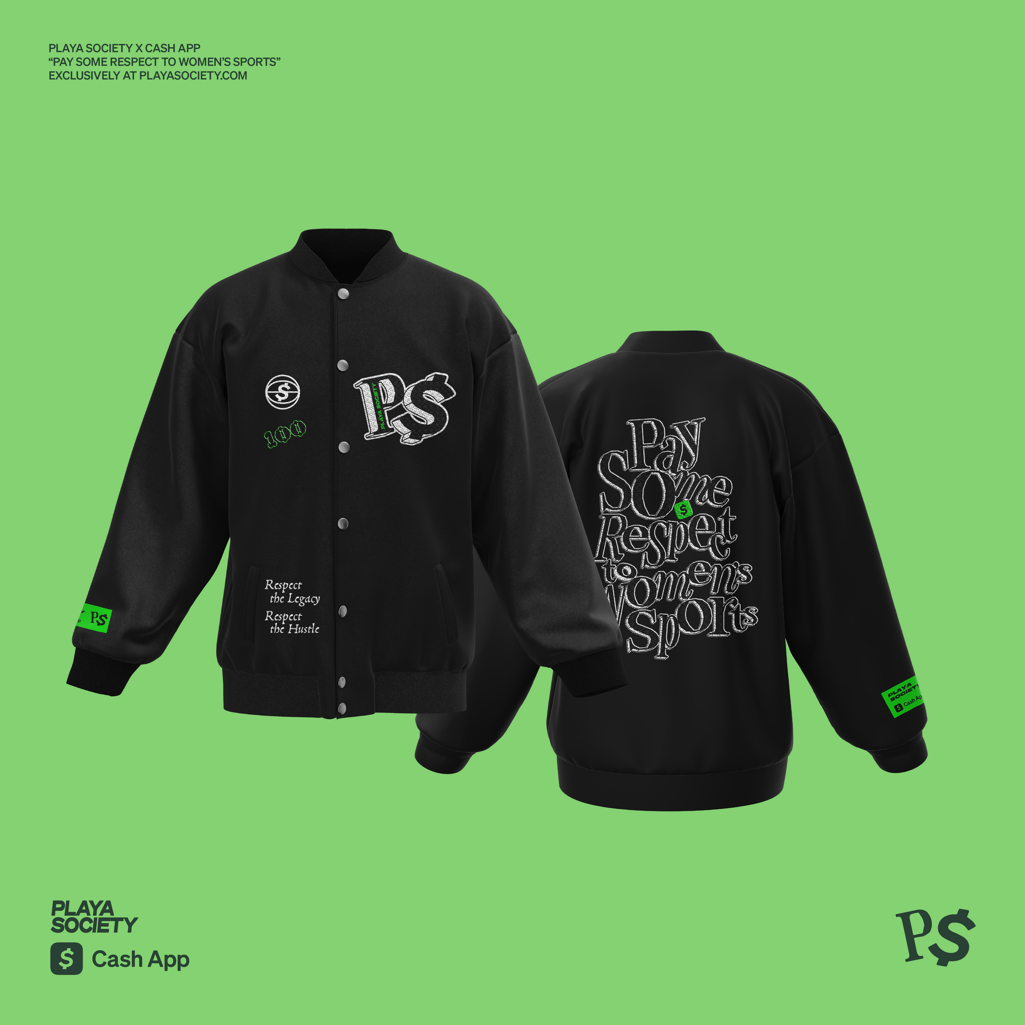 Playa Society x Cash App "Pay Some Respect" Varsity Jacket