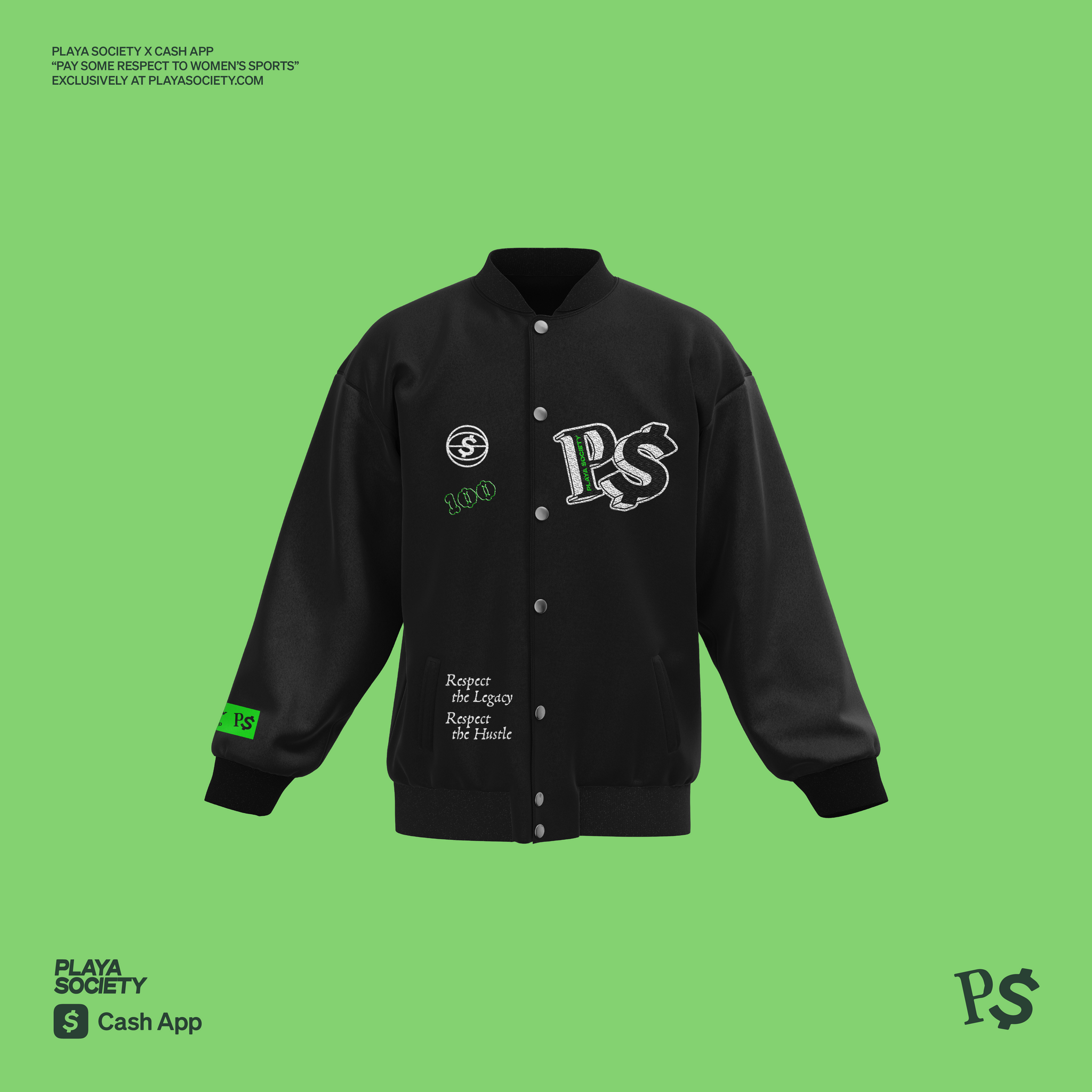 Playa Society x Cash App "Pay Some Respect" Varsity Jacket