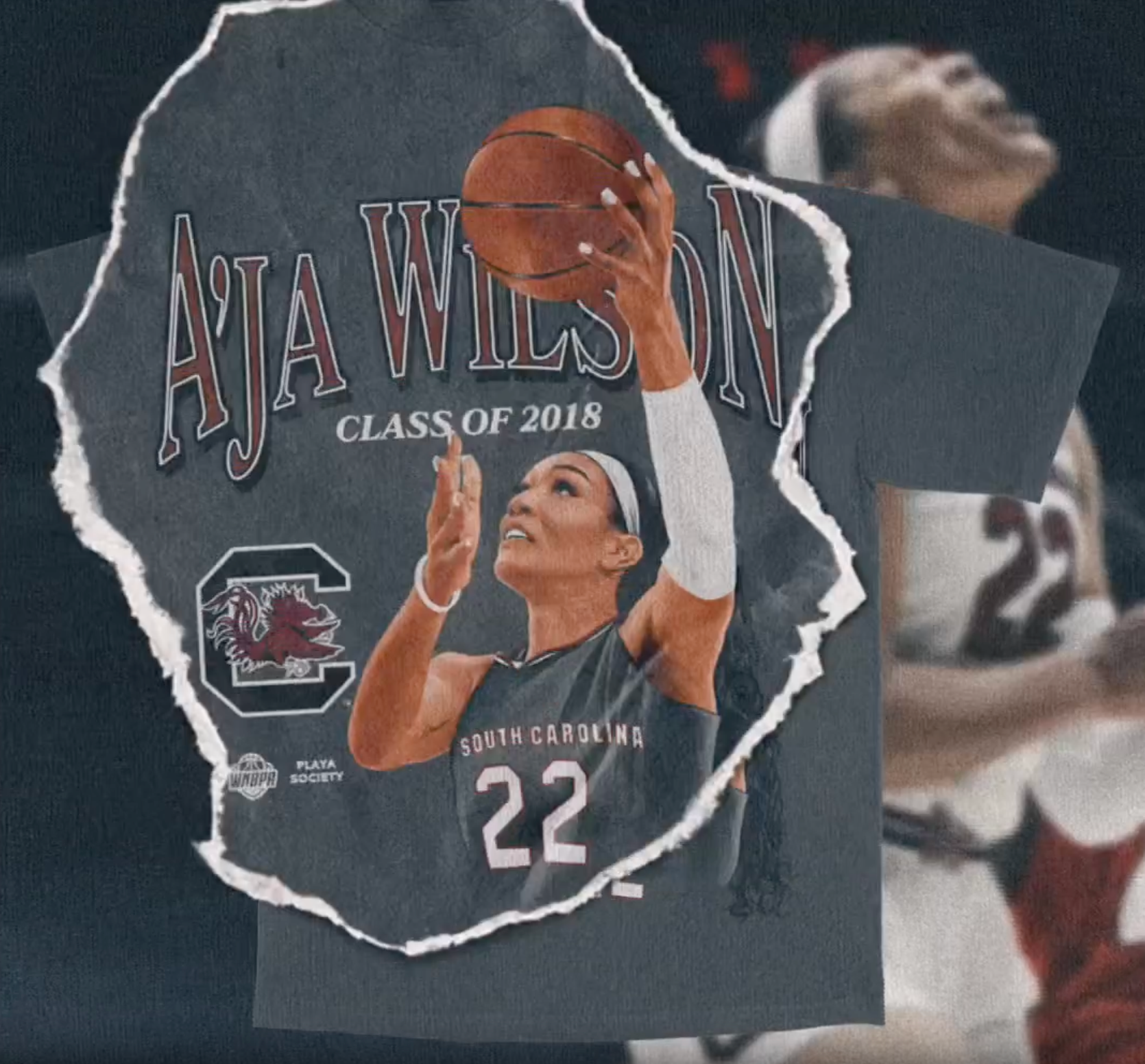 Playa Society A'ja Wilson South Carolina Jersey Retirement T-Shirt