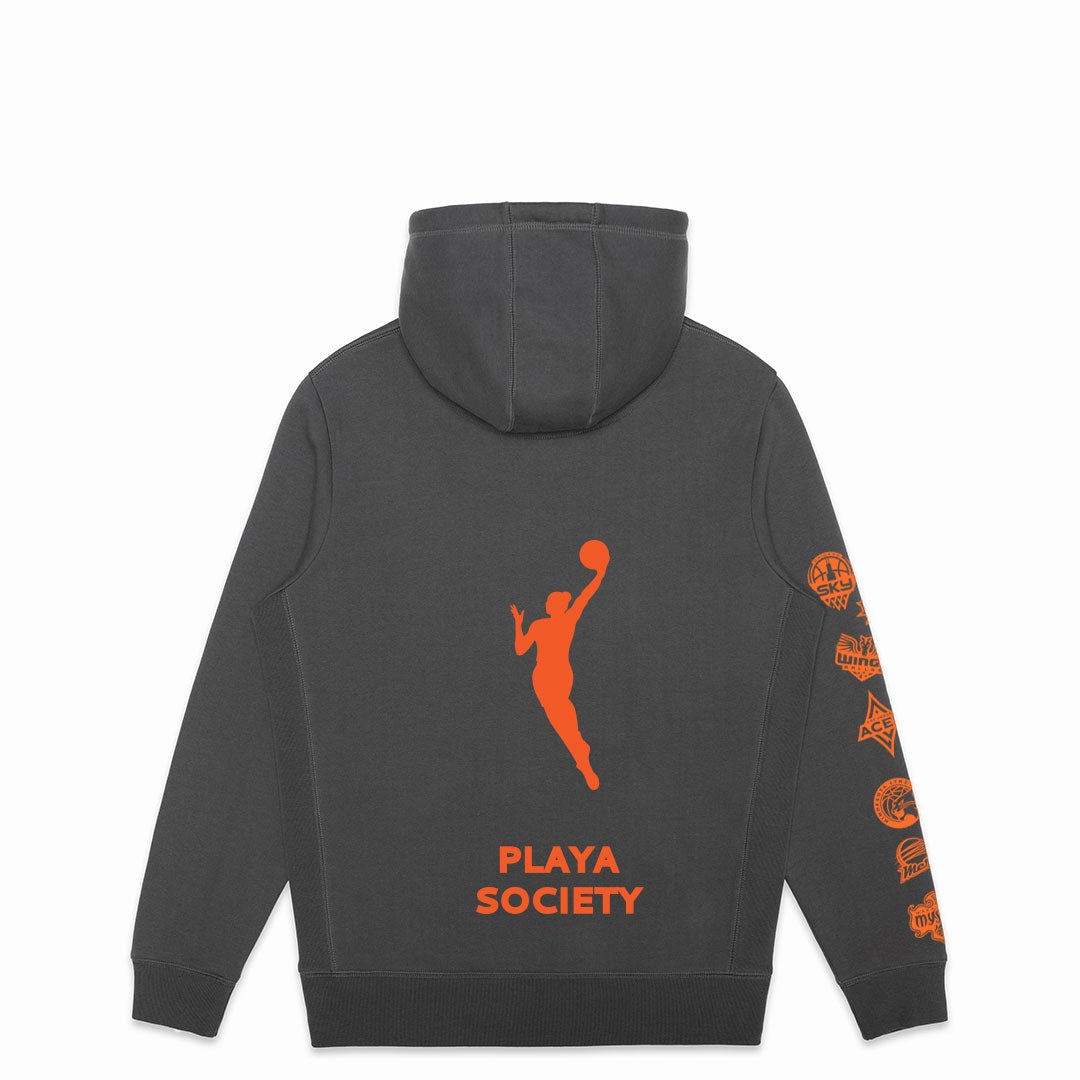 NEW WNBA Orange Logo Hoodie Hooded Sweatshirt Shirt Gray Grey Size Medium